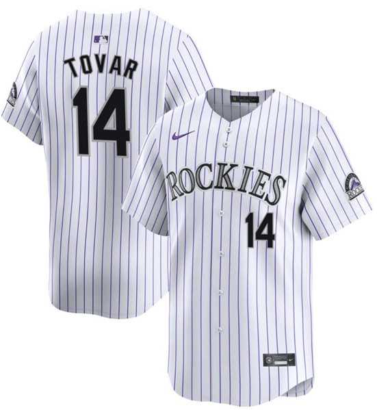 Men%27s Colorado Rockies #14 Ezequiel Tovar White White Home Limited Stitched Baseball Jersey Dzhi->detroit tigers->MLB Jersey